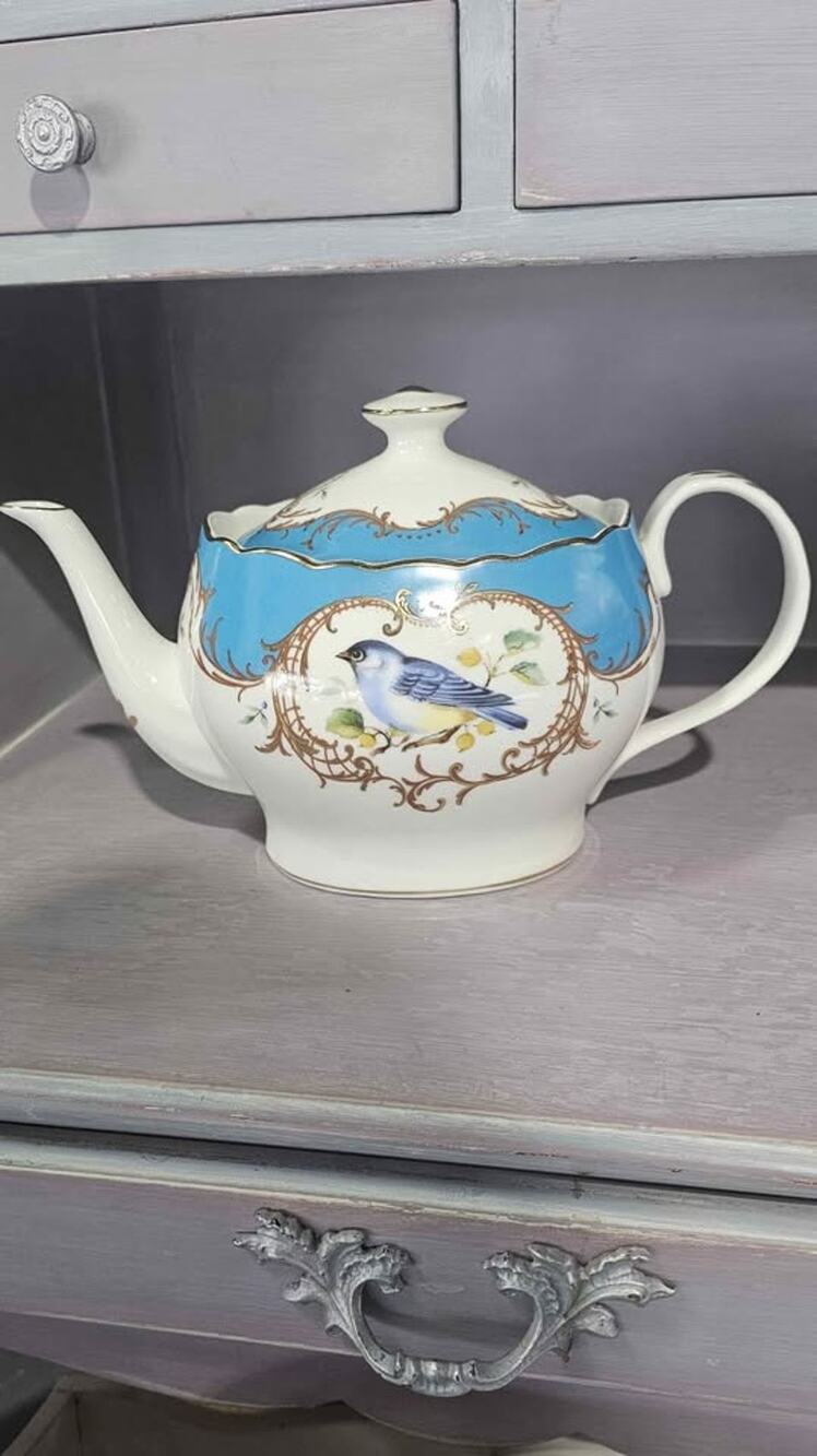 Grace's Teaware "Birds Peacock Blue" teapot
